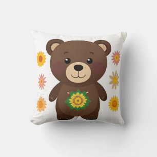 Coussin Carton d'ours en peluche Brown