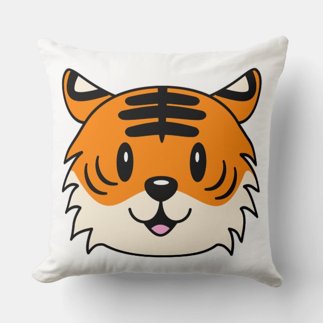 Coussin Carton doux et souriant tigre (Recto)