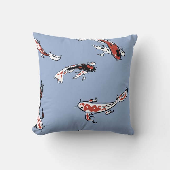 Coussin Carton Koi Fish Blue (Recto)
