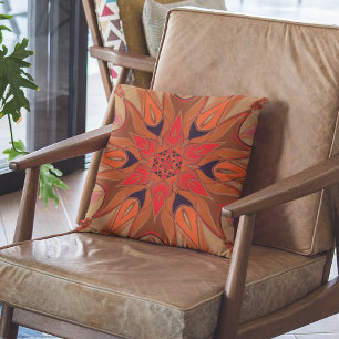 Coussin Carton Mandala Flower Orange
