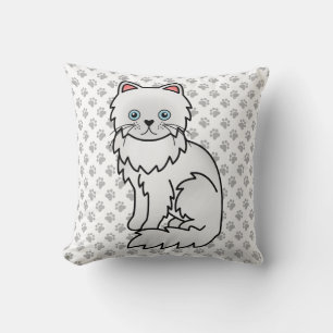 Coussin Cartoon blanc persan mignon chat et pattes