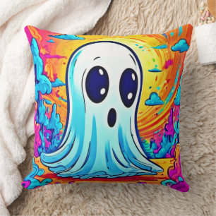 Coussin Cartoon Haunts : Fantômes vibrants d'art
