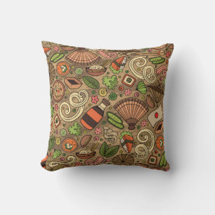 Coussin Cartoon joli main dessiné Japon nourriture sans so