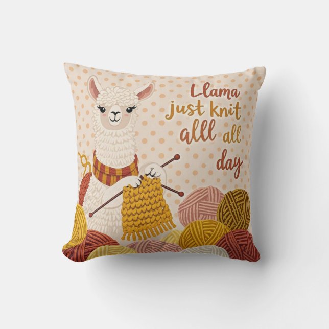 Coussin Cartoon lama portant un foulard tricoté (Recto)