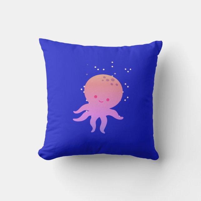 Coussin Cartoon rose Bébé Octopus (Recto)