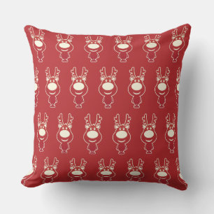 Coussin Cartoon Rudolph Motif rouge