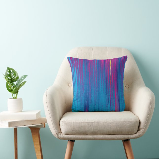 Coussin Cascade Bleu Fuchsia Lavande Sans Couture (Chaise)