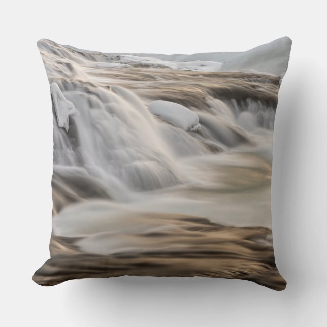 Coussin Cascade de Godafoss, hiver, Islande (Recto)