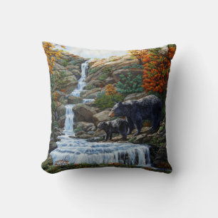 Coussin Cascade Mère et Cube Ours Noir