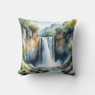Coussin Cascade peinte à l'aquarelle