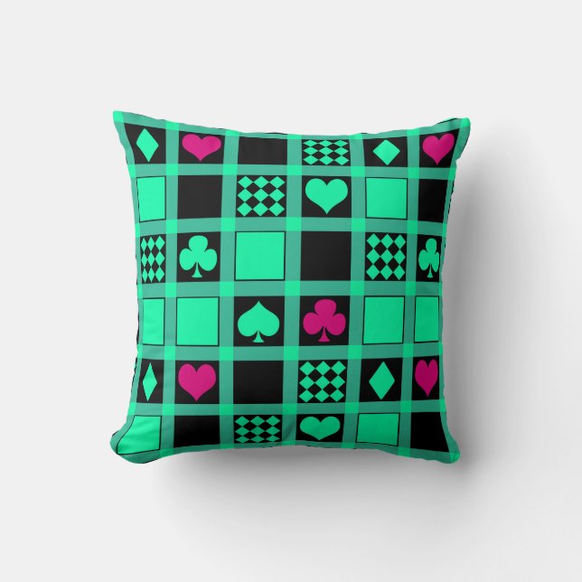 Coussin Casino jouer aux cartes costume coeur croix clubs  (Recto)