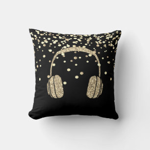 Coussin Casque élégant à paillettes dorées, Confettis, Noi