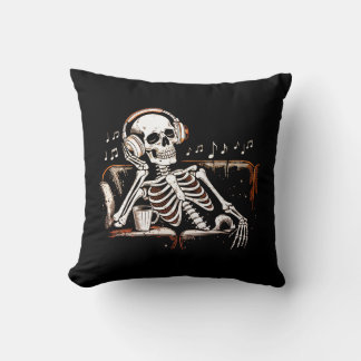 Coussin Casque squelette Café Musique Esthétique sombre