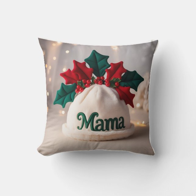 Coussin Casquette bébé 3D détaillé, Holly, subtil "Mama" (Recto)