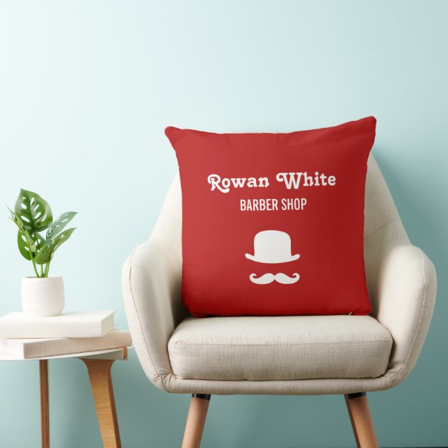 Coussin Casquette blanc et mustache silhouette rouge (Chaise)