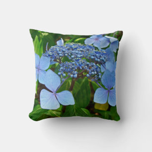 Coussin Casquette de dentelle bleue Hydrangea Blossoms - C