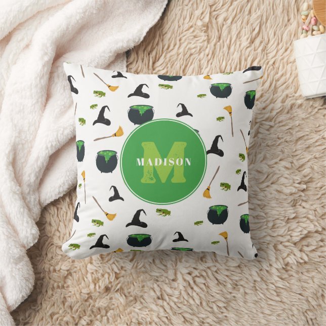 Coussin Casquette de sorcière Broom Caldron Halloween Mono (Couverture)