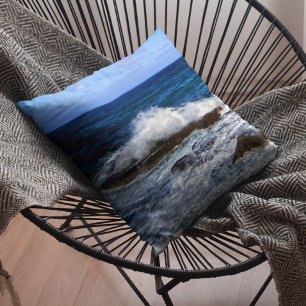 Coussin Casser Une Seule Vague Sur Les Rochers Jeter L'Ore