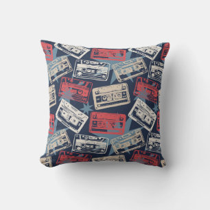 Coussin Cassettes Vielles Musique Vintage sans couture
