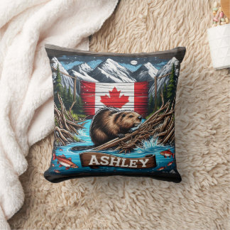 Coussin Castor par montagne et océan