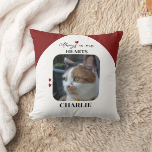 Coussin Cat Keepsaké Animal 2 photos Memorial bordeaux