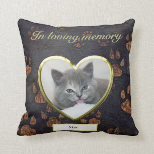 Coussin Cat Memorial Rustic Empreinte de patte Photo perso