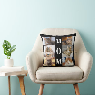 Coussin Cat Mom Photo Collage