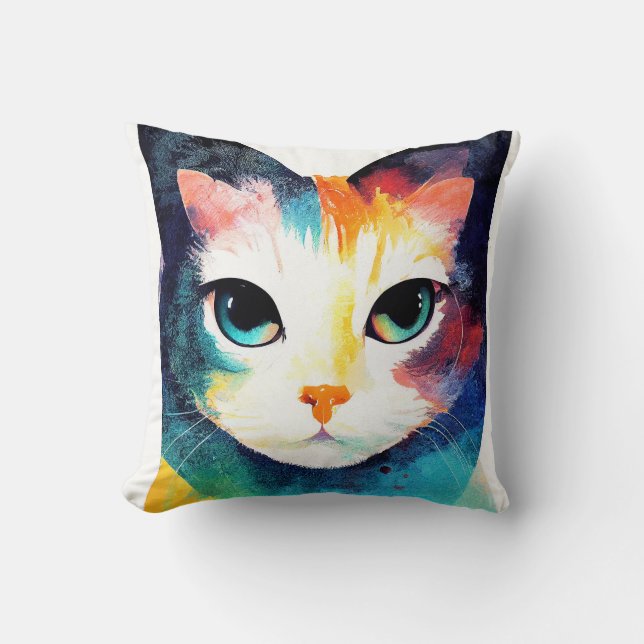 Coussin Cat Wild Nature Animal Couleur Art Peinture (Recto)