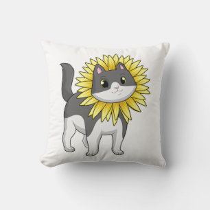Coussin Cat with sunflower