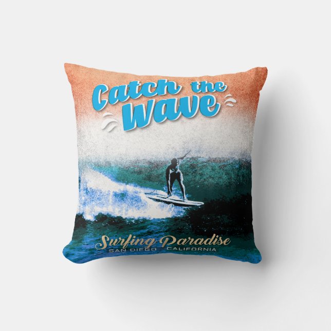 Coussin Catch the Wave - Le paradis du surf (Recto)