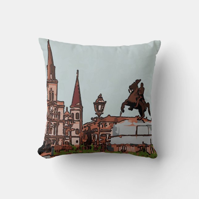 Coussin Cathédrale de la Nouvelle-Orléans, Jackson Carré (Recto)