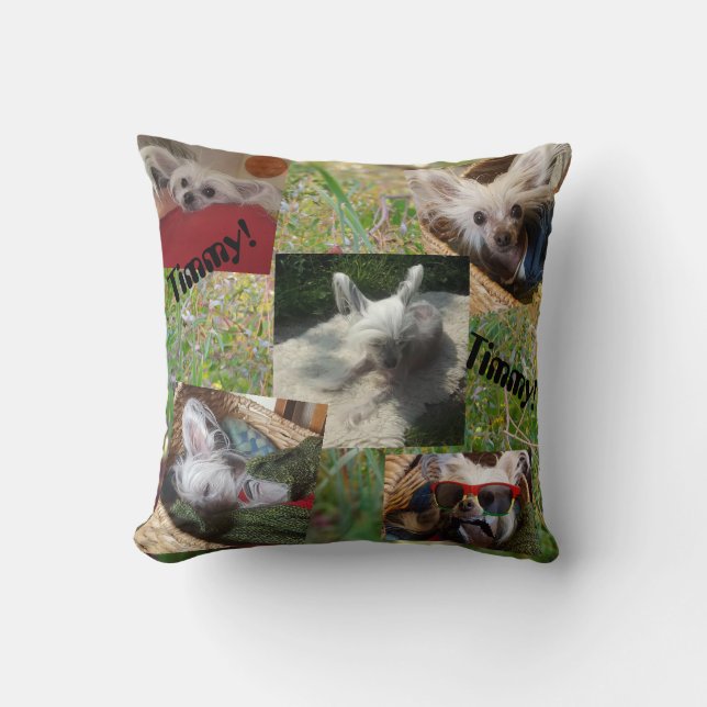 Coussin Cattails et chien mignon (Recto)