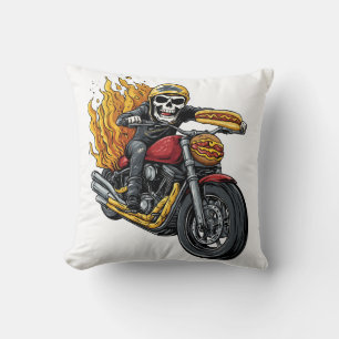 Coussin Cavalier de Hot Dog � Crâne de Motard Drôle