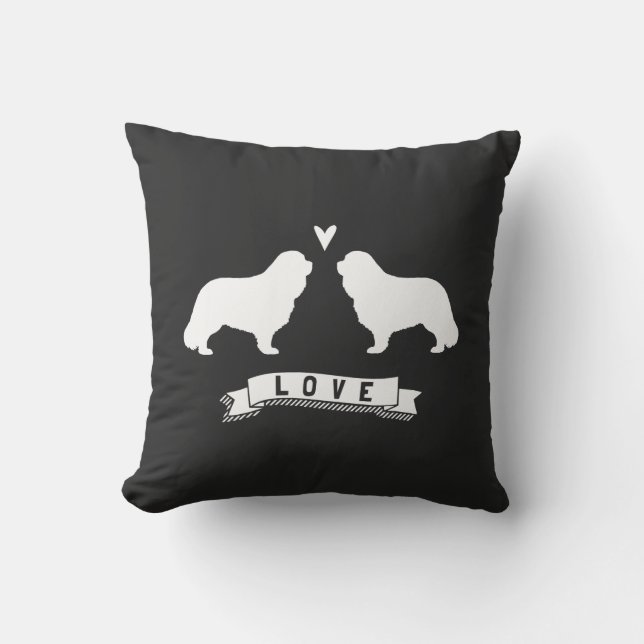 Coussin Cavalier King Charles Spaniel Silhouettes Amour (Recto)