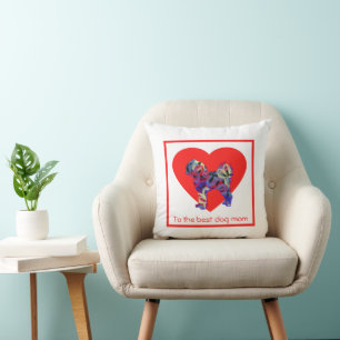 Coussin Cavapoo Silhouette Chien Coeur Rouge Fête des Mère