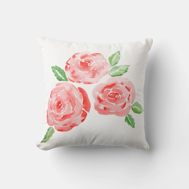 Coussin Ce sont des roses élégants aquarelles (Recto)