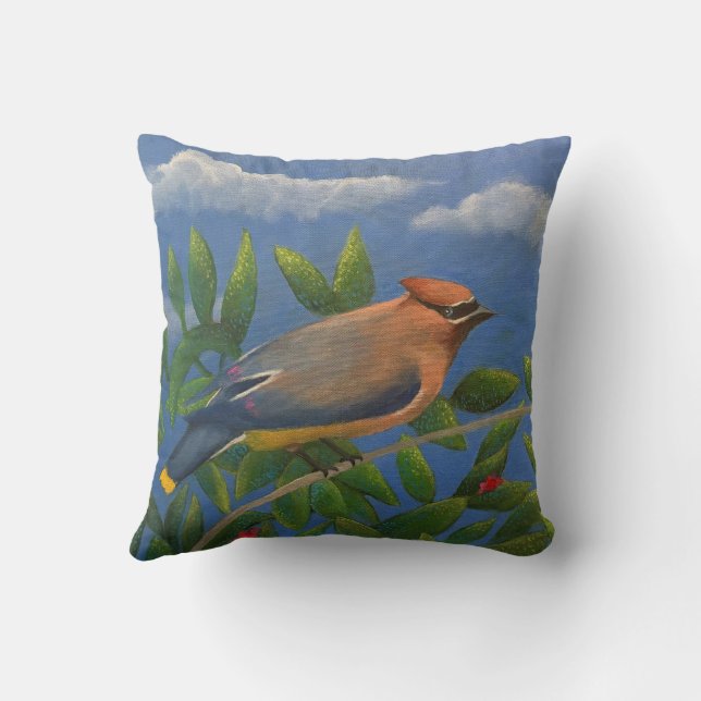 Coussin Cedar Waxwing (Verso)