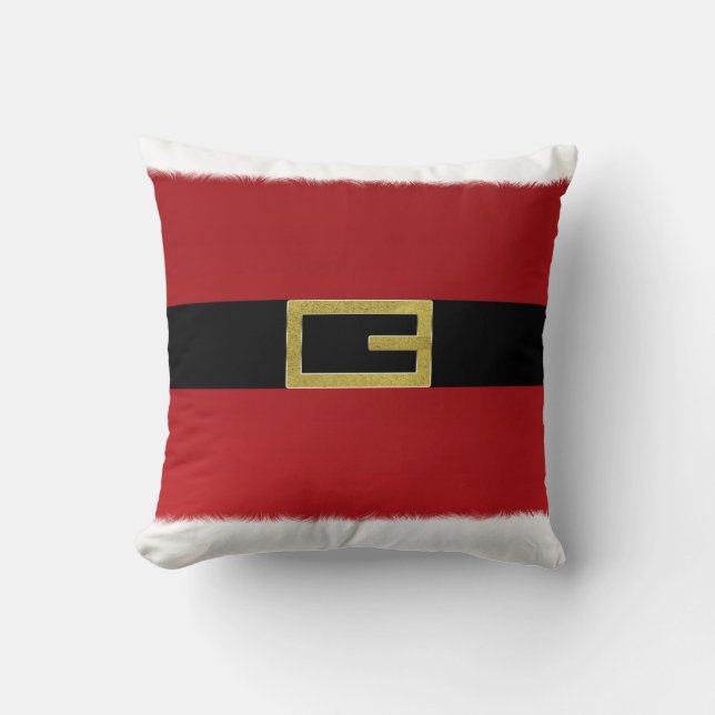 Coussin Ceinture du Père Noël rouge et fourrure blanche No (Recto)