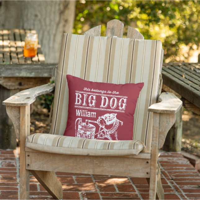 Coussin Cela appartient au Big Dog, votre nom (Chaise)