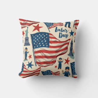 Coussin Célébration de la Fête du Travail des États-Unis 2