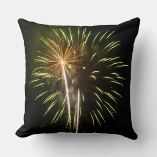 Coussin Célébration de vacances de feux d'artifice verts e
