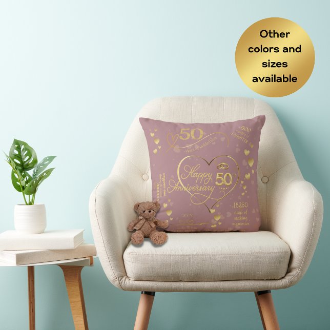 Coussin Célébration personnalisée du 50e anniversaire de m (Créateur téléchargé)