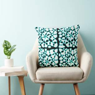 Coussin Cells Abstraction Black White Turquoise