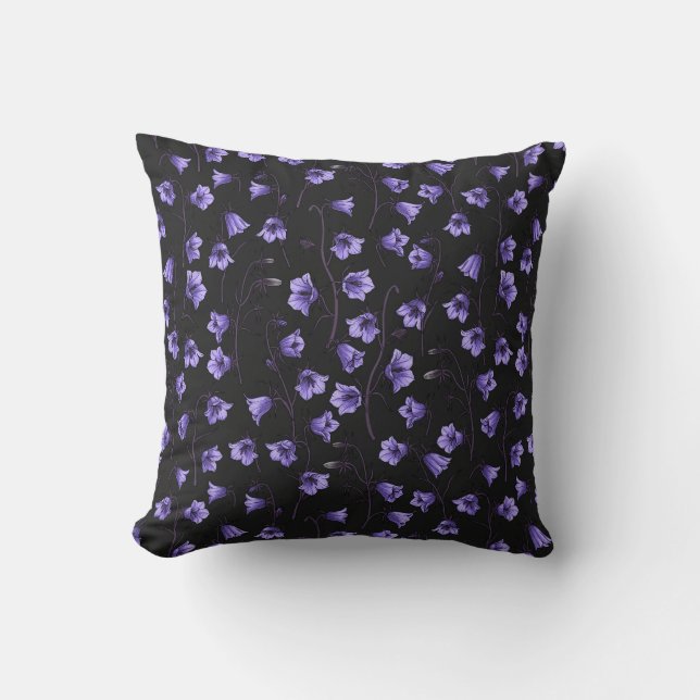 Coussin Cellules bleues de minuit, cloches, Bellflowers (Recto)