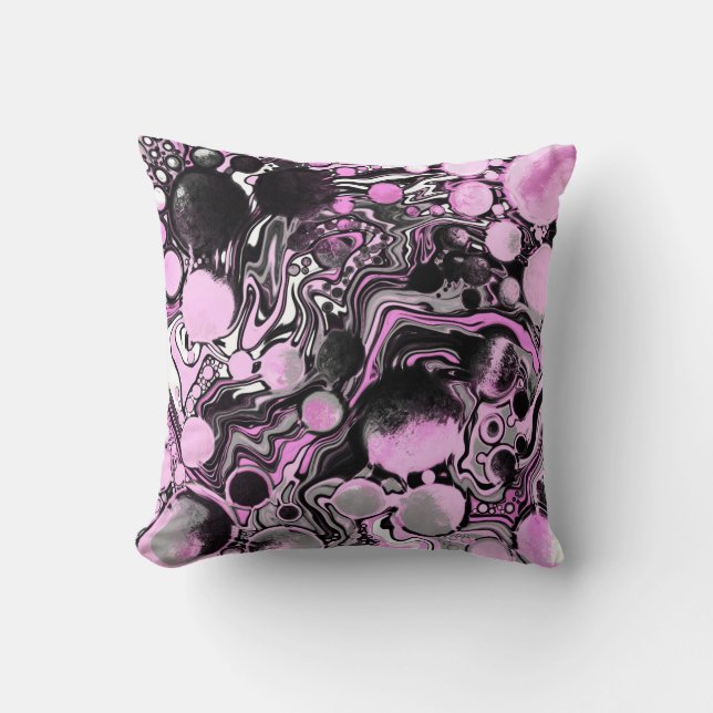 Coussin Cellules d'art fluides en marbre rose et noir Mode (Recto)