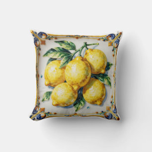 Coussin Céramique de citrons succulents vibrants italiens 