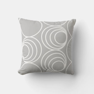 Coussin Cercle blanc géométrique gris argent moderne Abstr