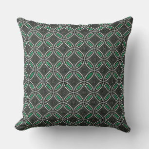 Coussin Cercle de l'intersection verte sur la couleur gris