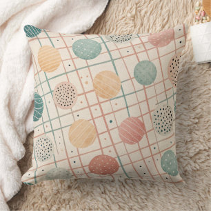 Coussin Cercle géométrique rétro Abstrait de milieu de s