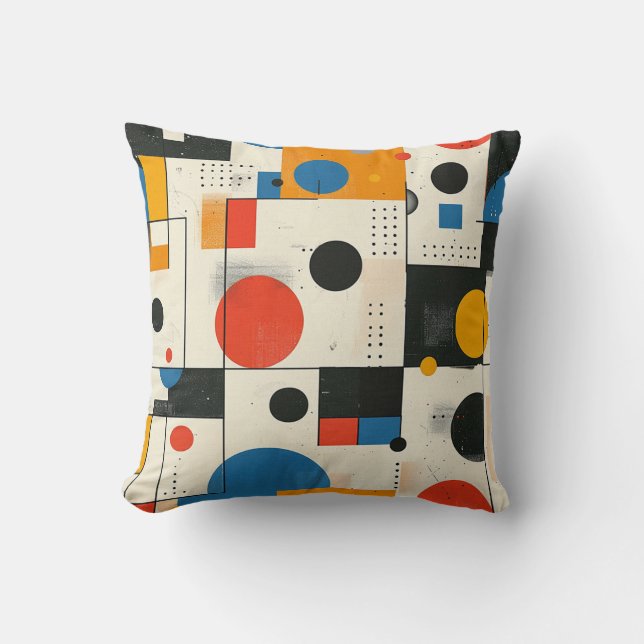 Coussin Cercle rouge, bleu et jaune et motif de tendance c (Recto)